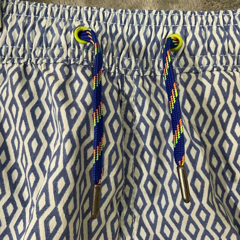 Crewcuts J Crew Kids 7 Shorts Swim Trunks Geometric mesh lining pockets EUC
